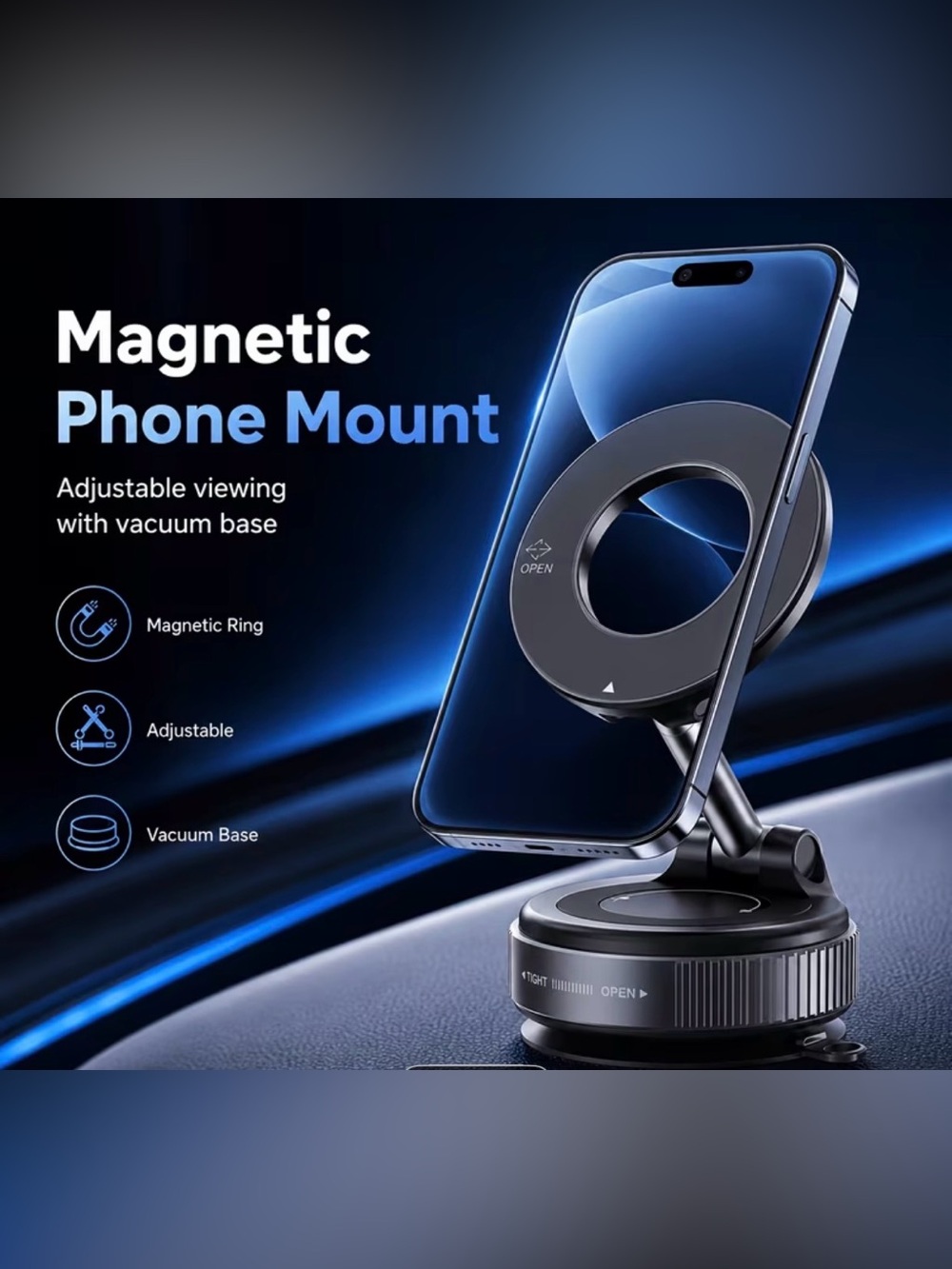 Amazon Blue Smartphone with Black Magnetic Ring Car Mount
